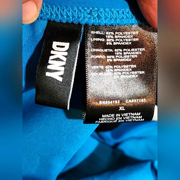 DKNY Women's Logo Cross Back One-Piece Turquoise Swimsuit Size XL NEW - Picture 8 of 9